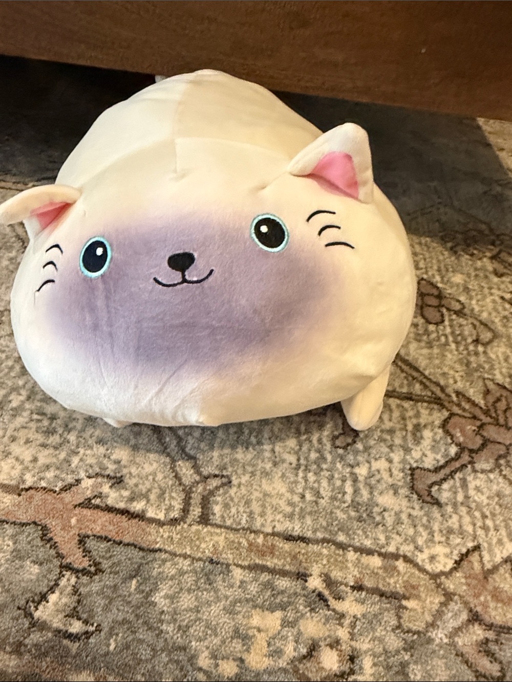 Cute Plush Cat Pillow - Cream and Lavender